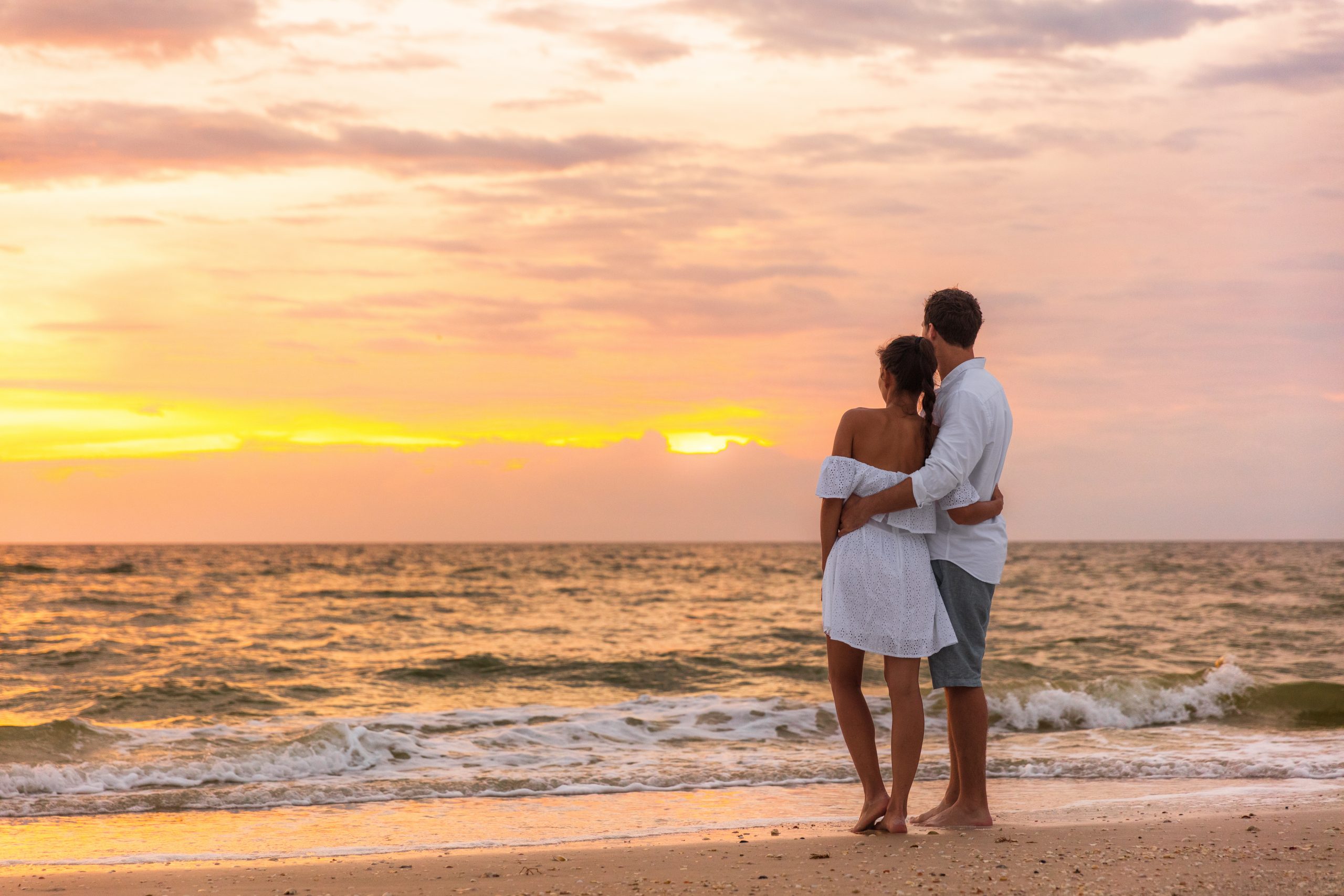 A couple at sunset on a Mexican beach
