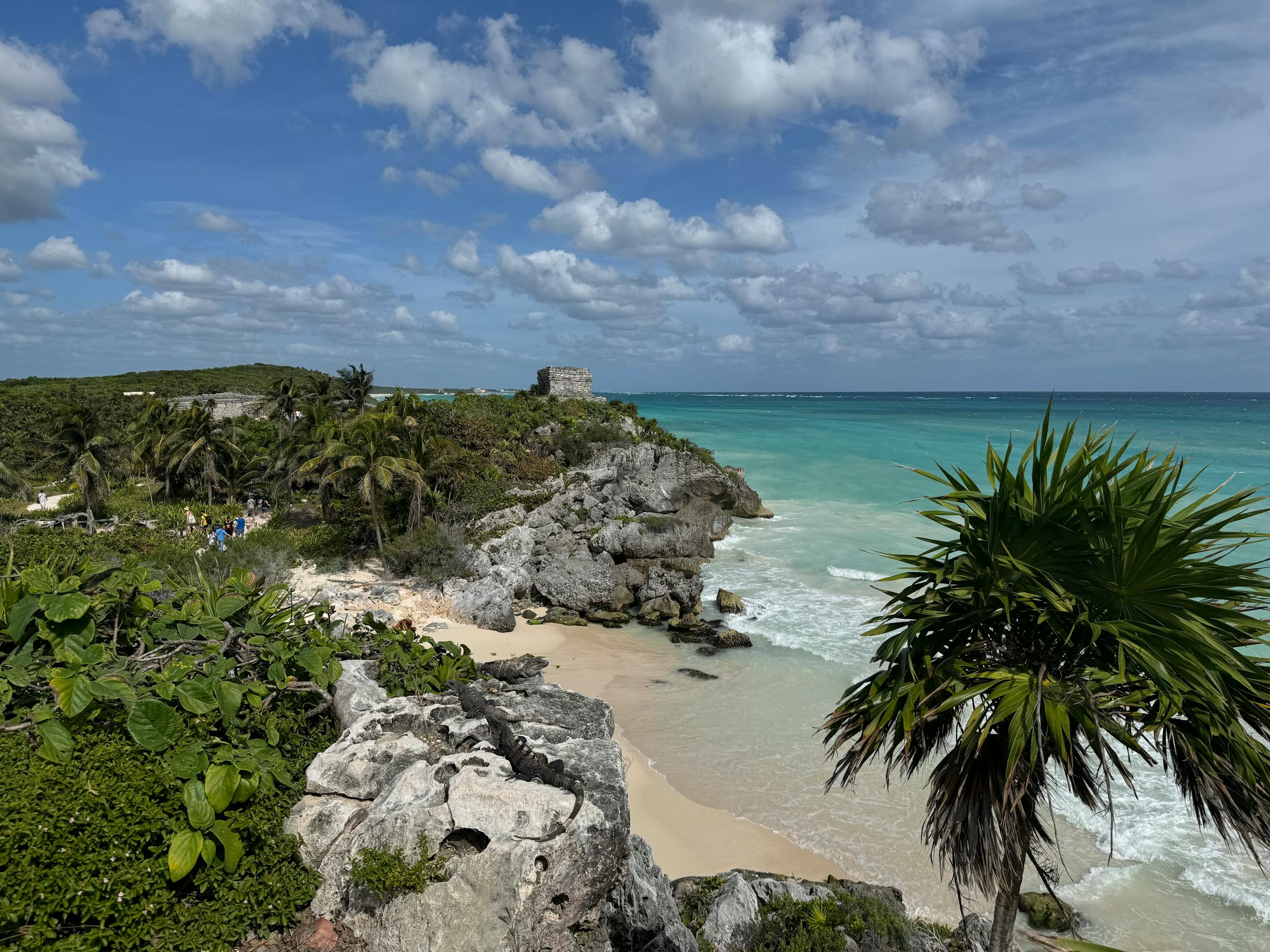 Tulum ruins at dawn overlooking the Caribbean
